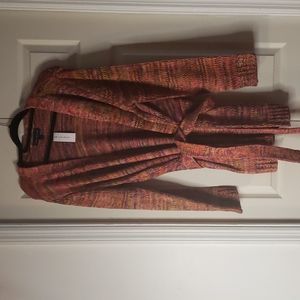 Belted, open front cardigan